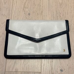 Vintage Bally Black & White Leather Envelope Clutch – Made in Italy